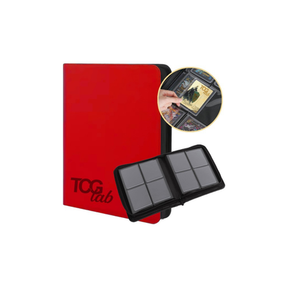ALBUM 4 TASCHE CON ZIP PER TOPLOADER - TCGLAB ROSSO