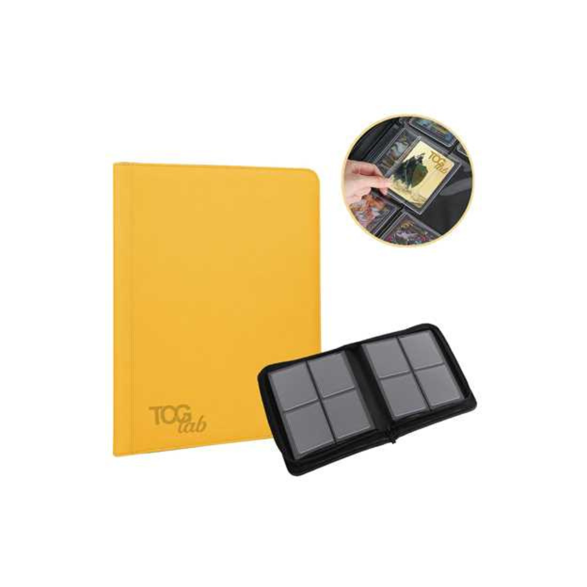 ALBUM 4 TASCHE CON ZIP PER TOPLOADER - TCGLAB GIALLO