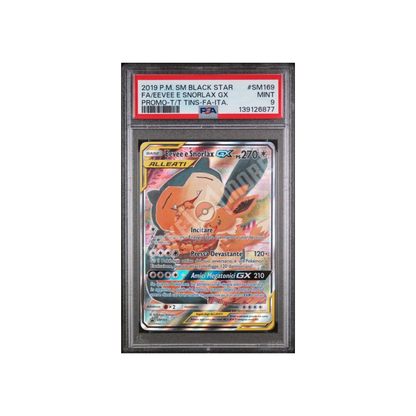 EEVEE E SNORLAX GX PROMO SM169 PSA9 (IT)