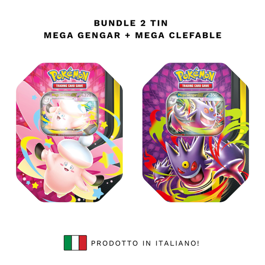 BUNDLE MEGA GENGAR EX + MEGA CLEFABLE EX TIN DA COLLEZIONE - Chiaro di Luna (IT)